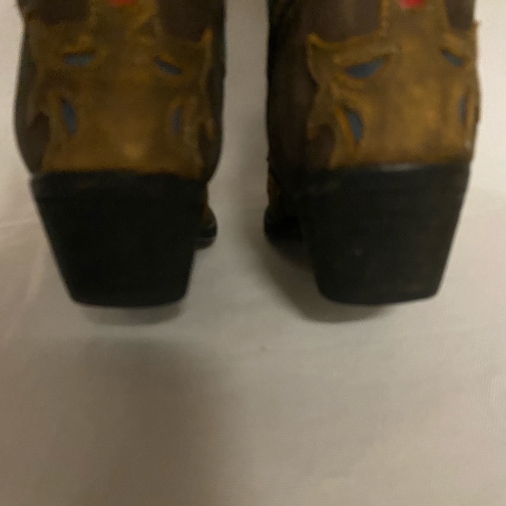Dan Post Brown and Teal Embroidered Western Heeled Boots. - Picture 8 of 16